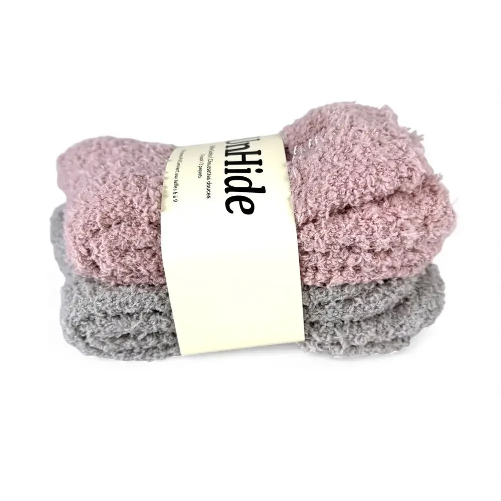Unhide Softie Socks Rosy Baby and Greige Goose Fits Women's Size 6 to 9
